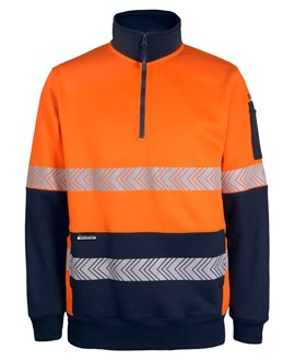 TAPED HI VIS SWEATSHIRT, - Reflectibve Tape, Heavy Weight, 1/2 Zip, PolyCotton